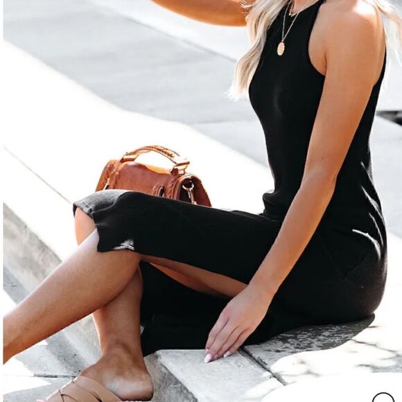 Vici Collection Cora ribbed classic black miso dress - size Small - NEW - Picture 8 of 8